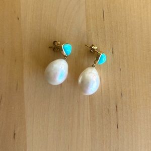 Mejuri pearl and turquoise drop earrings